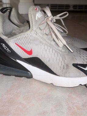 Nike Air Max 270 Light Gray with Red Swoosh